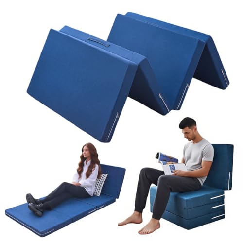 Colchón plegable de espuma para invitados, funda extraíble, colchón de suelo que ahorra espacio para viajes y camping