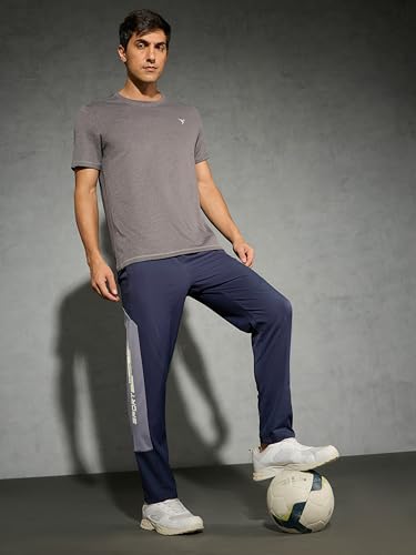 Image of TECHNOSPORT Men Colorblock Slim Fit Sports Trackpants TS Flexi Polyester Mid Rise Drawstring Track Pant for Men Pockets Gym Workout Running Joggers Casual Quick Dry