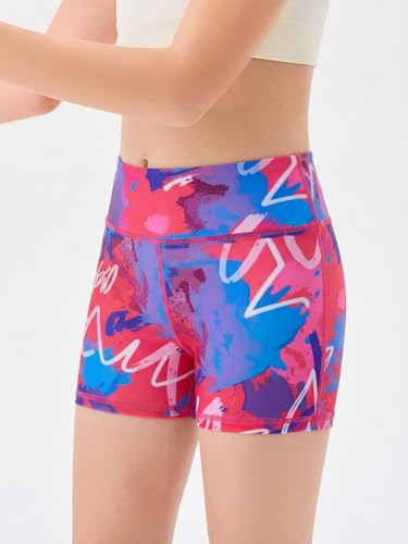 Image of Haloumoning Girls Athletic Shorts Kids High Waisted Yoga Dance Biker Shorts Comfy Gymnastics Shorts 5-14Y