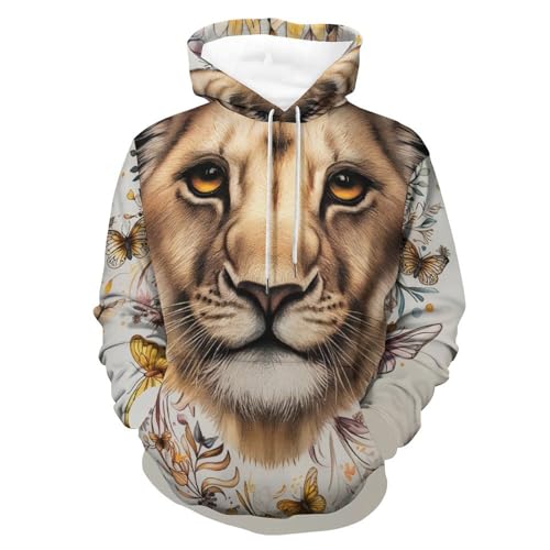 Hoodie lion fleur papillon sweat à capuche idéal pour vos sorties décontractées