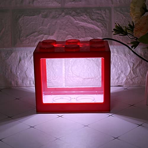 Acquario Mini serbatoio di pesce acquario con PORTATO Lampada Light Bettta Pesce Combattimento Cilindro Mini Glass Oblate Pesci Bowl Kit Piccolo serbatoio di pesce Acquari e bocce per pesci