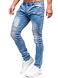 BOLF Hombre Pantalón Vaquero Rotos Denim Jeans Pantalón de Mezclilla Sombreado Regular fit Vaqueros de Algodón Tejano Outdoor Estilo Urbano MP0029BC Azul Claro M [6F6]
