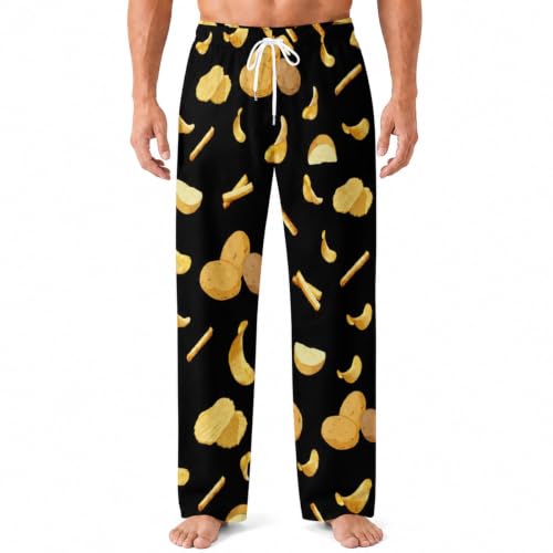 Potato Chips Fries Mens Pajama Pants Lounge Pants PJ with Pockets XXL