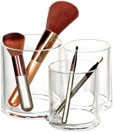 Luxshiny Acrylic Makeup Brush Holder Organizer with Two Compartments image 4