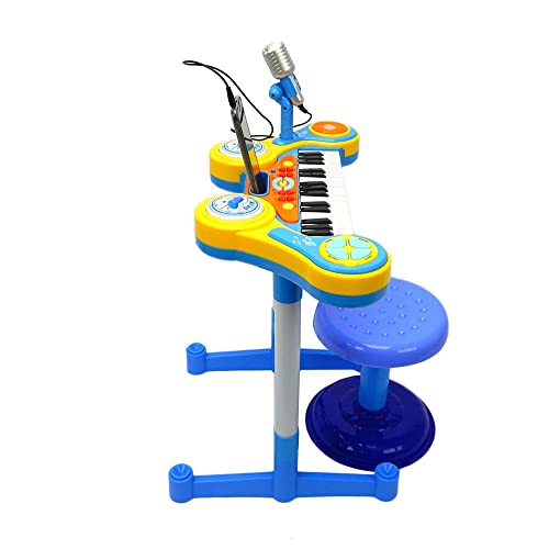 Teclado Piano Musical Infantil Com Microfone Banquinho luzes e Som - Mega Compras