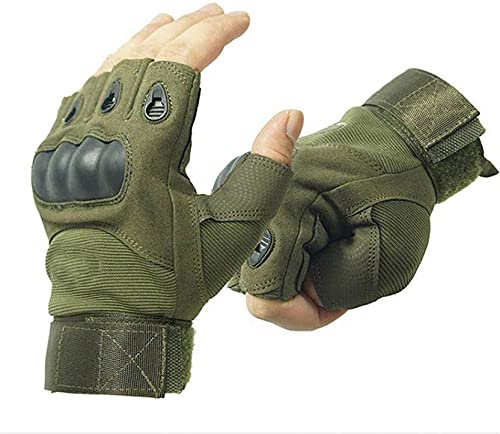 Nylon Tactical Half Finger Gloves for Sports, Hard Knuckle,Hiking,Cyclling,Travelling,Camping,Outdoor,Boxing, Motorcycle Riding, Arm Shooting Gym Gloves | Army Green Colour