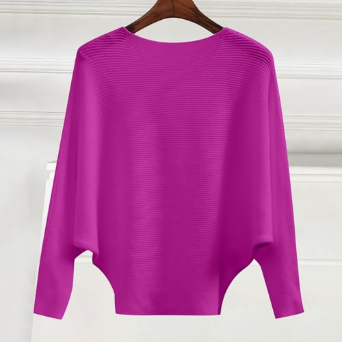 ENCURKUS Women's Boat Neck Batwing Sleeves Sweater Knitted Pullover Tops - image 2