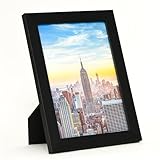 Frame Amo 7x10 Black Modern Picture Frame, 1 inch Border, Glass Front, for Wall or Table