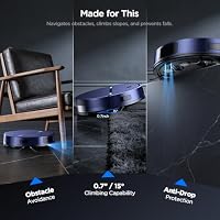 UMMUND Robot Vacuum and Mop Combo, 8000Pa Strong Suction 2 in 1 Vacuum Robot with Mopping, with Schedule, Wi-Fi/App/Remote, Self-Charging, Slim, Ideal for Hard Floor, Pet Hair, Low-Pile Carpet — image 5