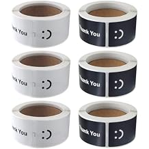 720 PCS 1" x 3" Smile Thank You Stickers, Black and White Color Rectangle Gift Envelope Seals, Thank You Lables for Small Bussiness, Packaging, Online Retailers, Boutiques, Boxes6 Roll