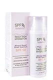 SPF Rx Ultra Clear UV Moisturizer SPF 50 Sunscreen Lotion with Zinc Oxide & Hyaluronic Acid | Mineral Sunblock Protects from UVA + UVB + HEV | No Fragrance, No Paraben, No Oxybenzone | 1.7 oz