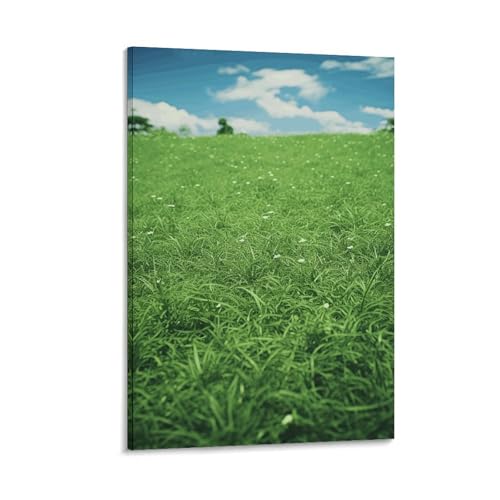 Toile murale de pelouse verte avec cadre tableau d'art haut de gamme