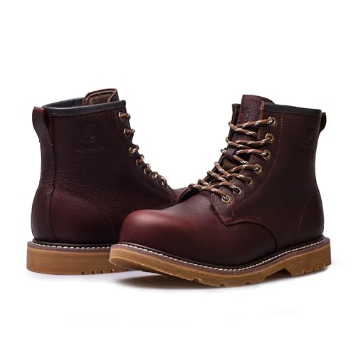 Steel Toe Classic Work Boots For Men,Industrial & Construction Fashion Durable Hiking Safety Shoes 6'' Puncture-proof Footwear Insulated3
