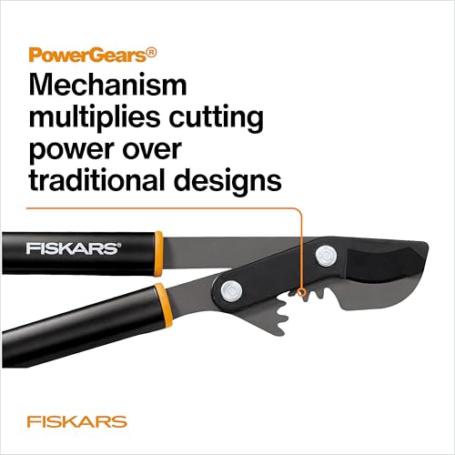 Image of Fiskars 32 inch PowerGear Bypass Loppers, Patented Mechanism Multiplies Force to Reduce Strain, Heavy-Duty Precision-Ground Steel Blade for Living Growth, Trims Tree Branches up to 2 inch Diameter
