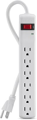 Belkin F5C047 Belkin 6-Outlet Surge Protector with 3-Foot Cord | Lifetime warranty, compact straight plug, home office, de...