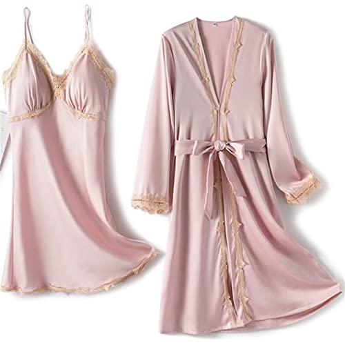 Robe Satin 2 Pièces Peignoir en dentelle délicate aux finitions premium