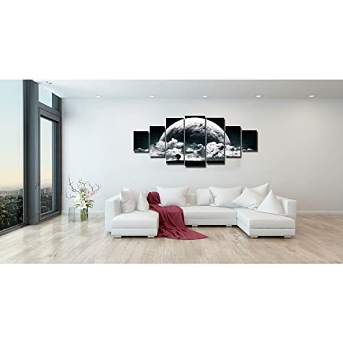 Startonight Huge Canvas Wall Art - Romantic Black And White Moon Large Framed Set Of 7 40" X 95" #TOP3