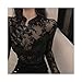 LPZW Koreanische Neue Art-Chic Vintage-Perspektive Spitzenbluse Slim Fit Cheongsam gestickte Mode 2020 (Color : Black, Size : One Size)