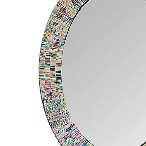 Bohemian Rainbow Rhapsody Wall Mirror -Glass Mosaic Decorative Wall Mirror, Multi Color Spectrum Wall Mountable, 24" Multi-Color Framed Mirror (32 In. X 24 In.) #TOP5