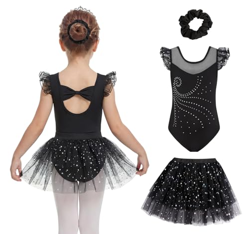 JiAmy Mädchen Ballettbekleidung Rüschenärmel Ballettkleid...