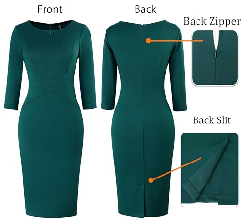 Image of VFSHOW Womens Work Business Office Zipper Up Slim Bodycon Sheath Dress