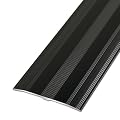 NILZA Black Metal Floor Transition Strip Aluminum Threshold Strip 2.4in Wide Flat Divider Strip, Doorway Edge Trim Ramp Reducer for Doorways Flooring Gaps Vinyl Floor Transition(Black,90cm(B))