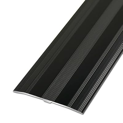 NILZA Black Metal Floor Transition Strip Aluminum Threshold Strip 2.4in Wide Flat Divider Strip, Doorway Edge Trim Ramp Reducer for Doorways Flooring Gaps Vinyl Floor Transition(Black,90cm(B))