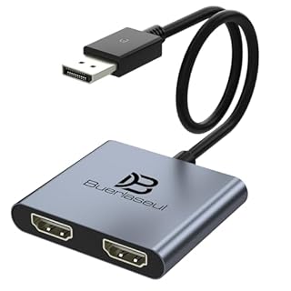 DisplayPort to Dual HDMI Adapter 4K@60Hz, DisplayPort Splitter for Dual HDMI Monitors, Supports Extended Display SST/MST Hub, DP Splitter 1 in 2 Out for PC, Desktop, NVIDIA/AMD Graphics Card