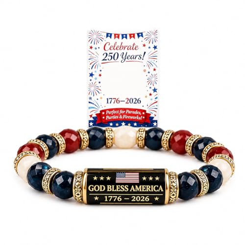 Frodete America 250 Anniversary Bracelets for Men Dad Red White Blue Patriotic Independence Day 4th of July Outfits Shirts Birthday Jewelry Gifts
