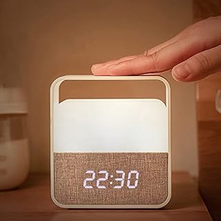 Kintion Alarm Clock Night Light for Childrens/Teenager, Portable Night Light, Dimmable Warm White Light, 3200K, 1200 mAh, Suitable for Morning Wake Up, Planning, Bedside Reading, Walking at Night