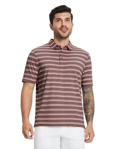 M MAELREG Mens Polo Shirts Short Sleeve Performance Dry Fit Striped Casual Sports Tennis Golf Shirts for Men — view 2