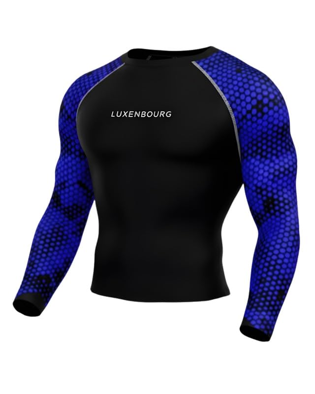Image of Mens Gym Compression T-Shirt | Polyester Full Sleeve Sports Wear and Rash Guard for Training Workout and Athletic Activewear