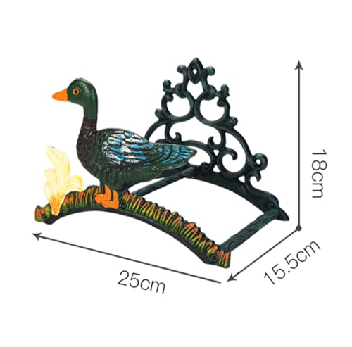 Soporte de manguera de pared, estante decorativo de metal resistente para organizar mangueras de jardín al aire libre