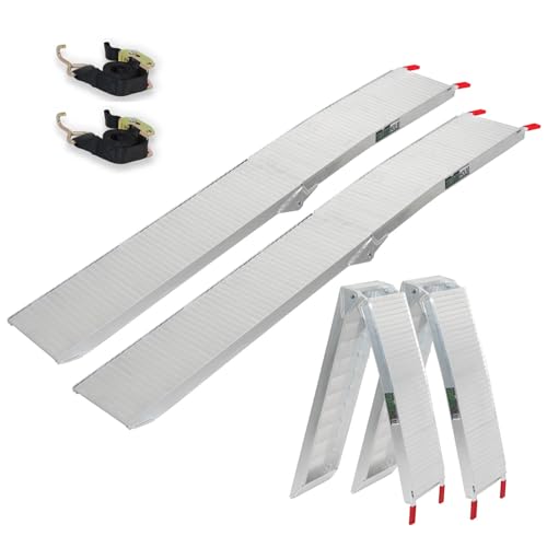 TRUTZHOLM 2X Alu Auffahrrampe klappbar 205 cm 340 kg Traglast rutschfest auch bei Nässe, faltbar, extra leicht, stabile Verarbeitung 28cm breite Motorradrampe Verladerampe