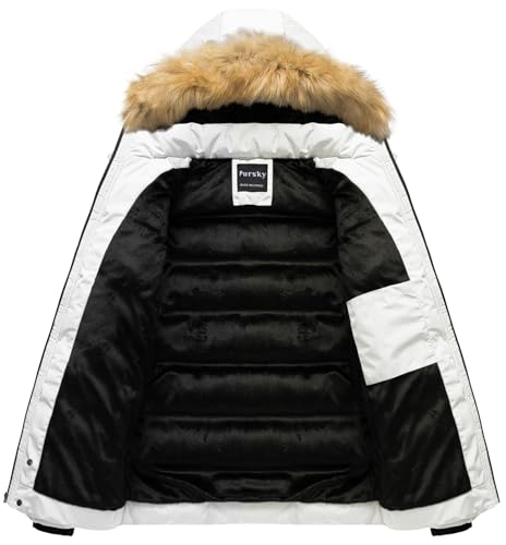 Image of Pursky Men's Puffer Jacket Waterproof Winter Bubble Coats Ski Parka Fur Hooded
