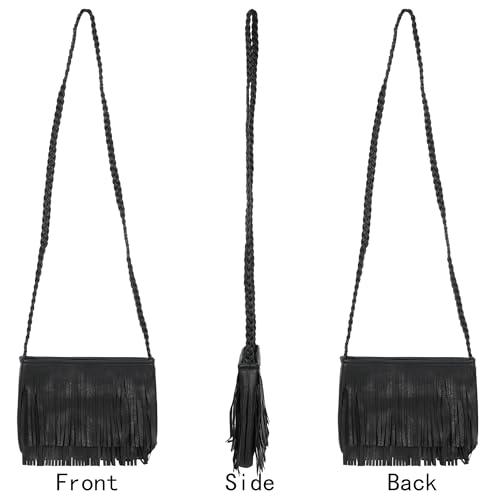 Image of Hoce Women's Leather Fringe Messenger Bag Large Hobo Crossbody Tassel Shoulder Bags, Gift for Mom Wife Girlfriend
