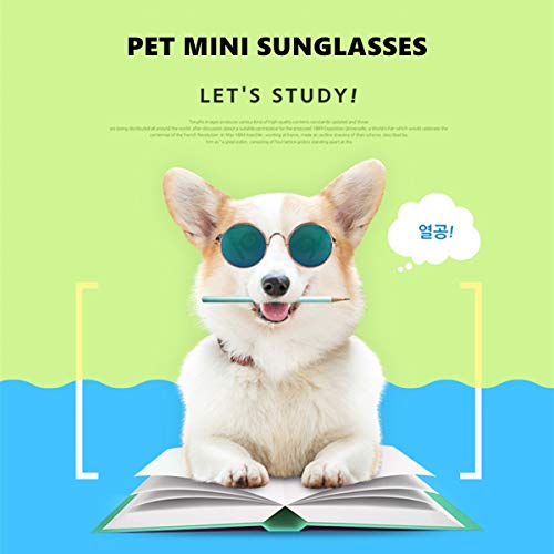Yimumu Cat Dog Sunglasses Classic Retro Circular Metal Glasses For Cats Puppy Pet Eye-Wear For Funny Cosplay Toys Costume Photos Props, 2 Pcs #TOP2