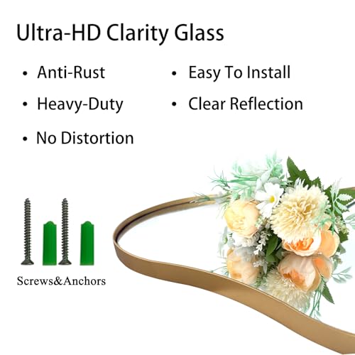 DAOYIJIAJU Large Irregular Wall Mirror, 63"x30" Asymmetrical Aesthetic Floor Mirror with Gold Metal Frame, Modern Organic Shaped Mirrors for Living Room Bedroom Hallway Entryway, Hanging or Leaning by DAOYIJIAJU - Image 4