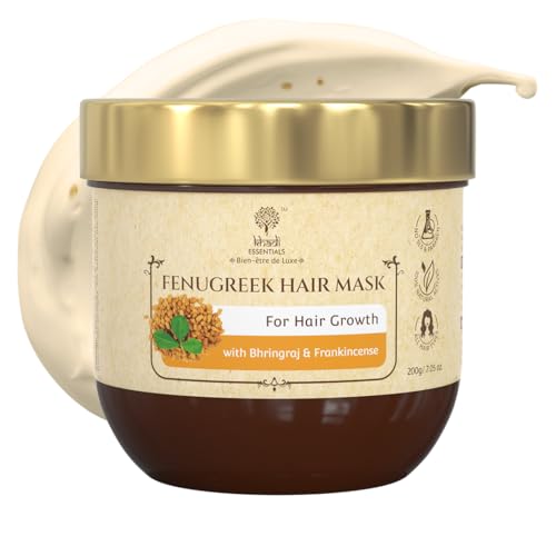 Khadi Essentials Methi Hair Growth Mask with For Dry, Damaged, Frizzy Hair And Hair Fall Control With Frankincense, Vetiver Essential Oil, 100gm SLS Paraben Free