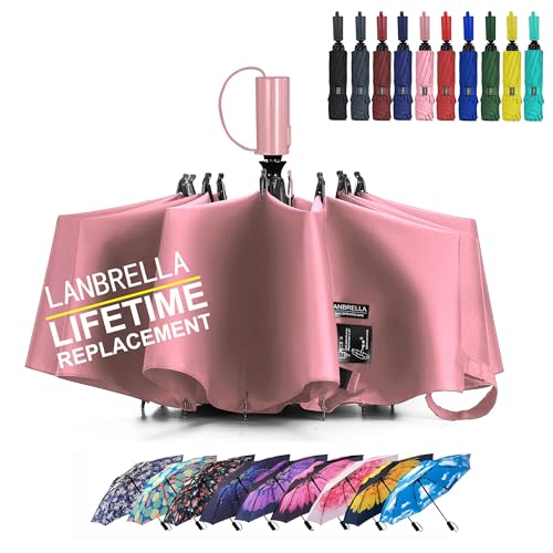 LANBRELLA Ombrello compatto invertito pieghevole ombrelli apertura automatica chiusura - C2.5 rosa