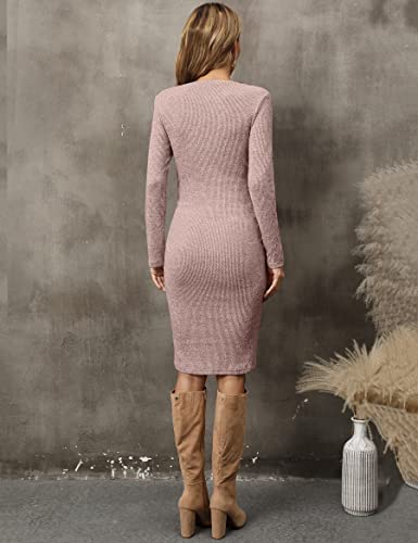 Abkylie Maternity Dress Long Sleeve Maternity Dress Fall Maternity Dress Pink Maternity Dresses Pregnancy Must Haves Maternity Sweater Dress Maternity Clothes (Pink L) #TOP3