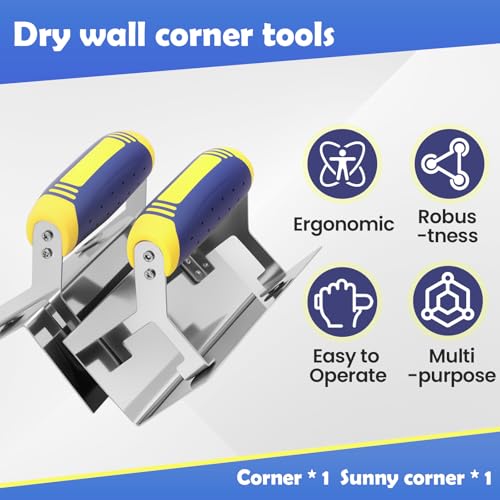 2 Stück Eckenkelle Set Edelstahl Inneneckenkelle und Außeneckenkelle mit Softgriff Innen und Außen Eckspachtel Trockenbau zum Maurerarbeiten, Nivellierung, Reparaturen