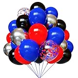 Red Blue and Black Balloons, 67pcs 12 Inch Red Blue Confetti Silver Balloon for Boys Birthday Party Baby Shower Graduation Party Decoration