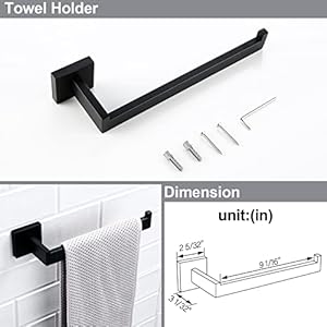 Bagnolux matte black bathroom accessories set 4 pieces bathroom towel holder set stainless steel black towel bar towel racks for bathroom wall mounted square bathroom hardware set heavy duty  urban country home decor