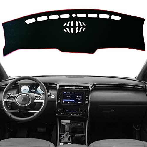 Keegtbox Dash Mat Cover Custom Interior Center Console Compatible With Hyundai Santa Cruz Truck Se Sel Premium And Limited 2022 2023 Up Dashboard Mat Covers Accessories (Red Trim) #TOP21