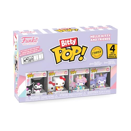 Funko Bitty Pop! 4 Pack: Hello Kitty and Friends - Kuromi, Hello Kitty, My Melody (Unicorn), Mystery Mini Figure - 1 in 6 Chance of Receiving The Rare Chase Variant - Styles May Vary - 0,9 Pulgadas