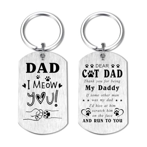 Laluminter I Meow You Cat Dad Gifts - Cat Dad Keychain - Fur Dad Christmas Gift for Men - Father’s Day Gifts from Cats Cover