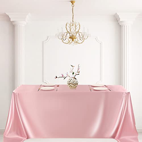 10 Packs Rectangle Tablecloth Satin Tablecloths Table Clothes For Rectangle Tables 57X108 Inch Bright Silk Tablecloth Smooth Fabric Tablecloth Table Decor For Wedding Table Decoration (Rose Gold) #TOP6