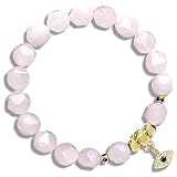 Shrandi Pink Rose Quartz Bracelet Natural Stone, Healing Crystal Bracelet For Women, Faceted Gemston