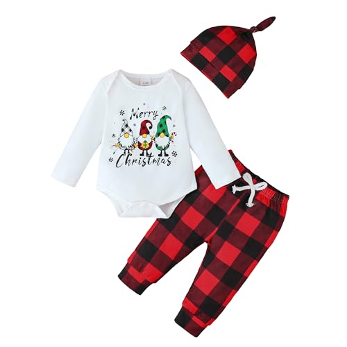 Image of YWFSHOP Baby Christmas Outfit My 1st Christmas Newborn Baby Boy Girls Funny Xmas Pattern Romper Clothes Set